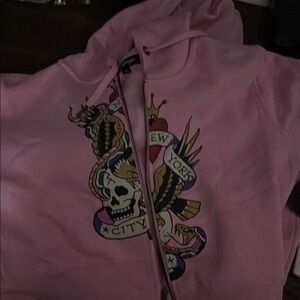 Ed Hardy Pink Graphic Hoodie